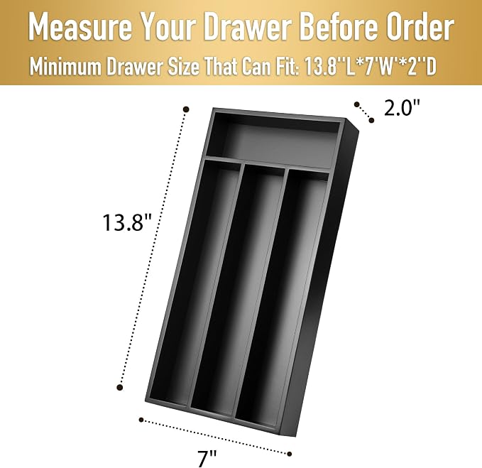 Silverware Organizer Small Bamboo Kitchen Drawer Organizer Utensil Organizer - Image 2