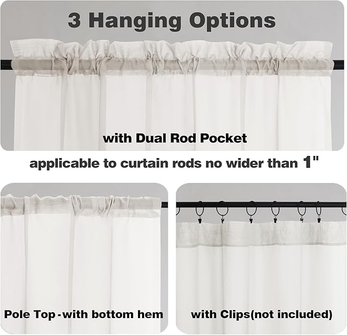 Chyhomenyc Extra Long Ivory Sheer Curtains 144 inch 2 Panels, Translucent - Image 3