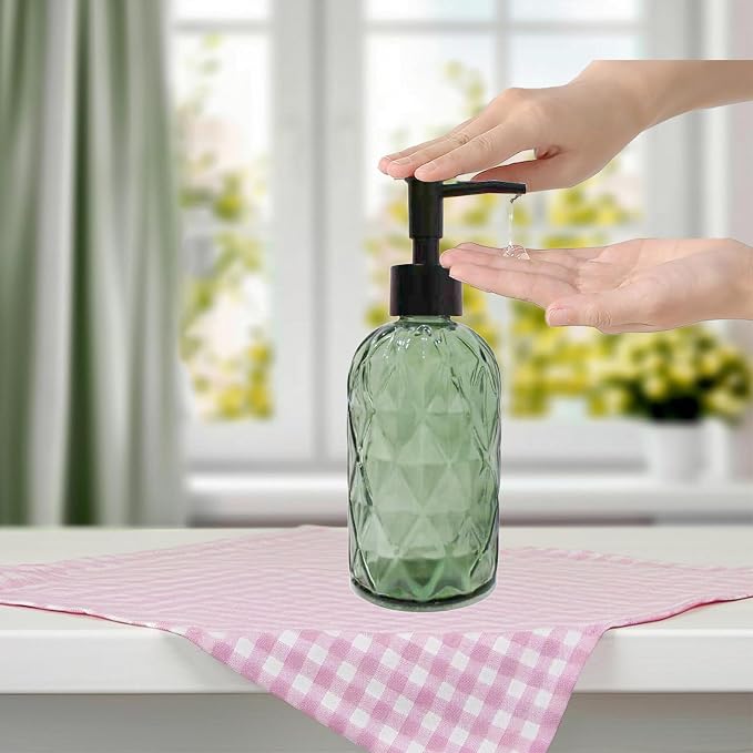 Green Glass Soap Dispenser - Image 6