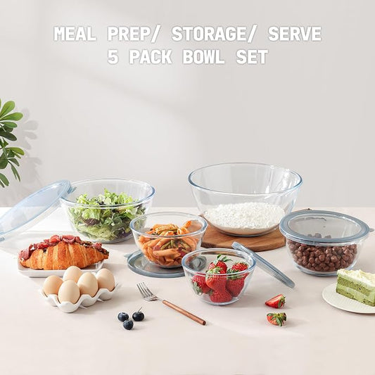 Cuiselect 5pc Glass Mixing Bowls - Image 2