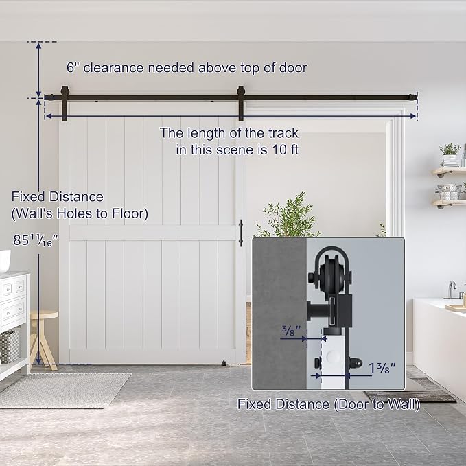 SmartStandard 60 x 84 inch White Sliding MDF Barn Door - Image 2
