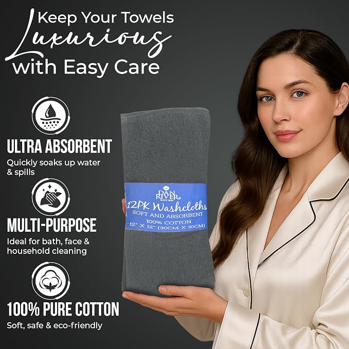 DAN RIVER 12 Pack Wash Cloths for Showering - Image 4