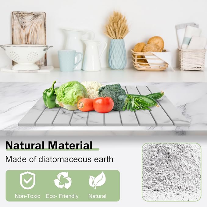 Stone Dish Drying Mat for Kitchen Counter, Versatile Stone Drying Mats for Cups - Image 3