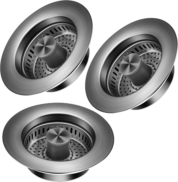 Kitchen Sink Drain Strainer 3 Pack, 304 Stainless Steel Pop Up Sink Stopper by TGOSOMT%C2%AE