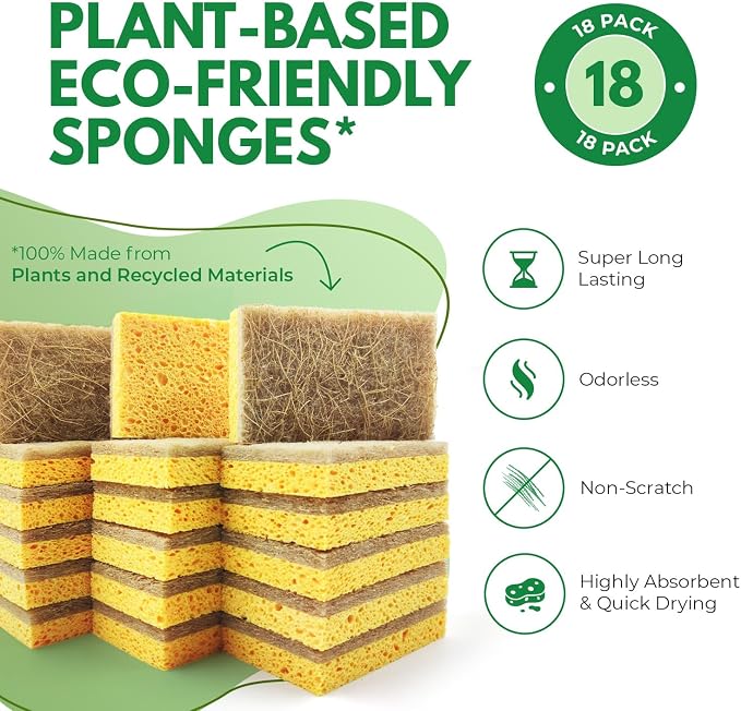 Natural Kitchen Sponges Pack of 18 - Image 2