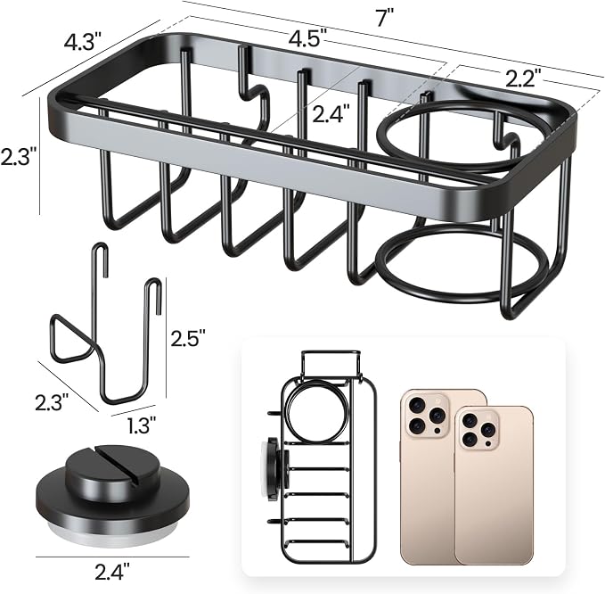 TAILI Sponge Holder with Strong Suction Cup, 4-in-1 Rustproof Sink Organizer - Image 2