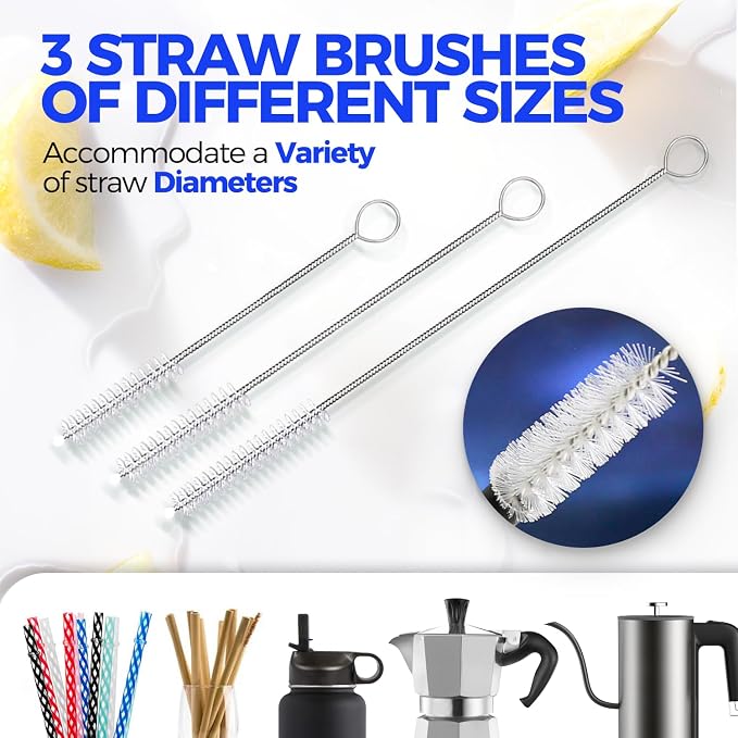 Holikme Bottle Brush Cleaner Set, 3 Straw Cleaner Brush, Bottle Cleaning Brush - Image 4