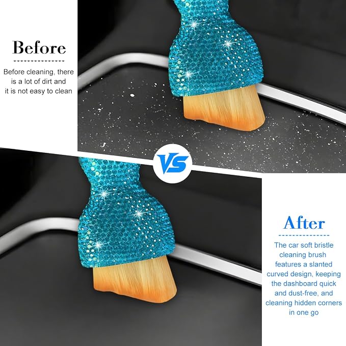 Bling Car Detailing Brush, Crystal Rhinestone Non-Scratch Vehicle Cleaning Dust - Image 5