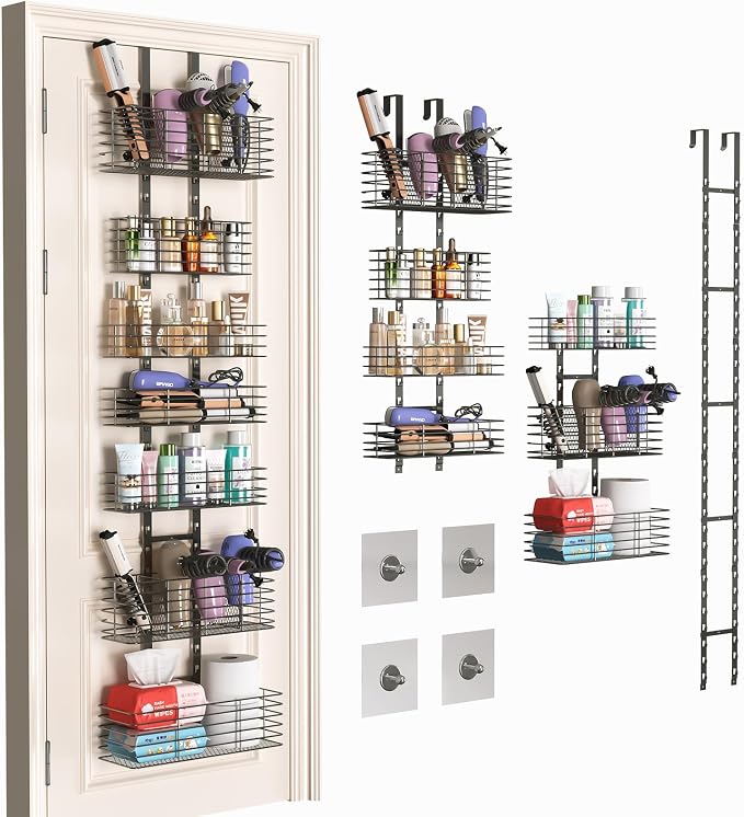 7-Tier Over The Door Organizer, Shower Caddy Hanging &Wall Mounted Hair Tool by Yuyetuyo