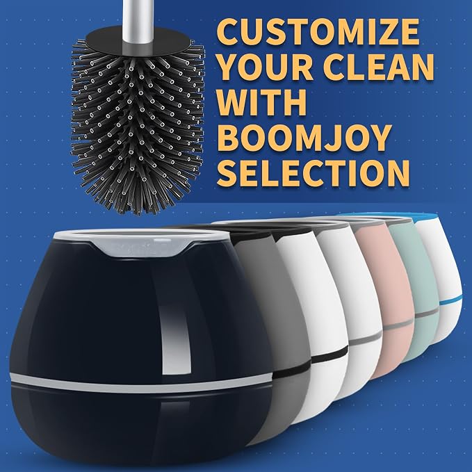 BOOMJOY Toilet Brush and Holder 2 Packs, Silicone Toilet Bowl Brush - Image 4