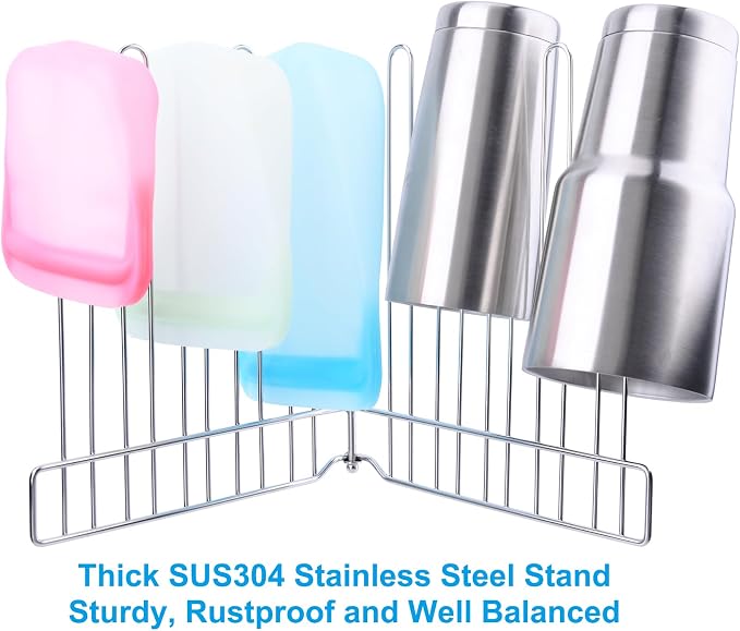 Reusable Drying Rack, Foldable Freezer Bag Dryer, SUS304 Stainless Steel Stand - Image 5