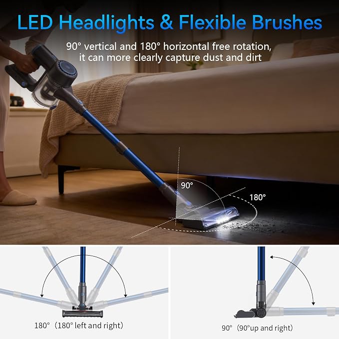 BlueEpic Cordless Vacuum Cleaner, 45KPA 45Mins Rechargeable Vacuum Cordless - Image 3