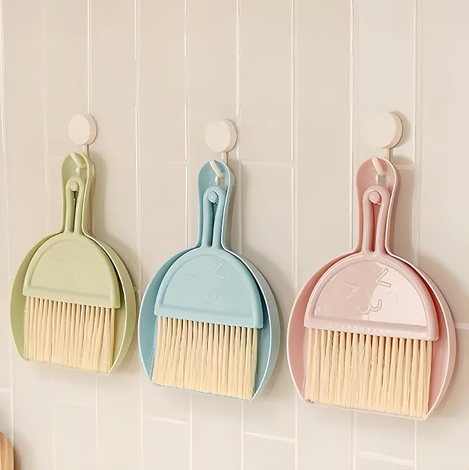 Mini Broom and Dustpan Set + Three-Color Cleaning Cloth, Suitable - Image 2