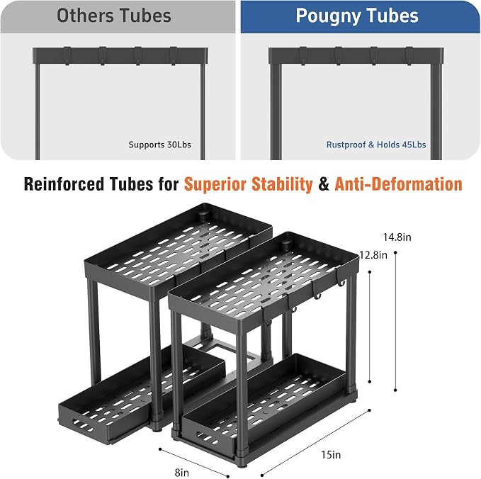 2 Pack Pull-Out Storage Organizers, Under Sink Organizer and Storage - Image 2