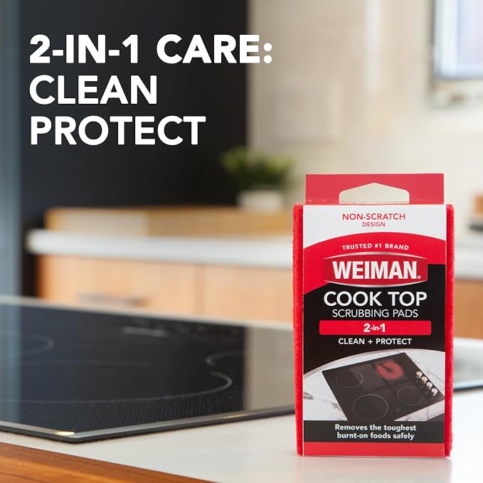 Weiman Cook Top Scrubbing Pads, 2 Pack Cuts Through the Toughest Stains - Image 2