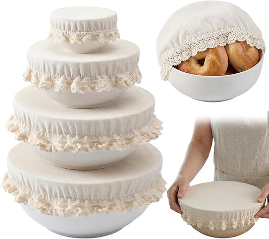 Set of 4 Reusable Cotton Bowl Covers by Unknown