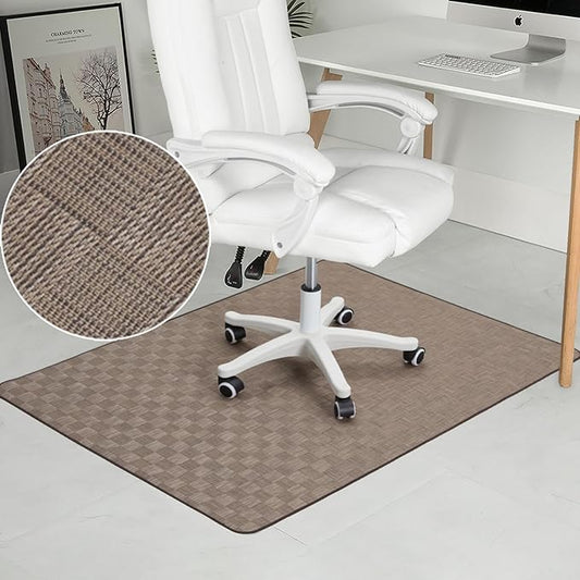 Chair Mat for Hardwood & Tile Floor, 47" x 60" Heavy Duty Office Chair Mat for Rolling Chairs, Anti Slip, Non-Curve, Floor Protector for Home Office, Brown Square