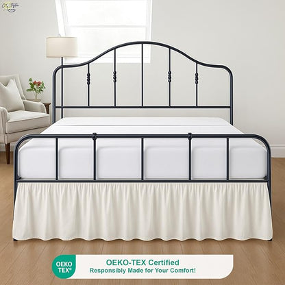Cottington Lane Ruffled Bed Skirt Queen Size with Split Corner, Brushed Microfiber Hotel Quality Ivory Dust Ruffle, 18 Inch Drop Gathered Bedskirt, Soft and Stylish, Shrinkage and Fade Resistant