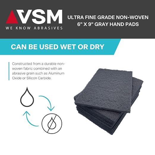 VSM 10-Pack: 6" x 9", Non-Woven Hand Pad, Silicon Carbide Grains, Rust and - Image 7