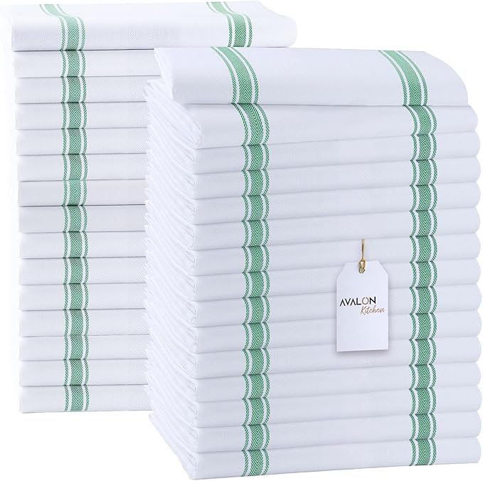 Dish Towels Set Size 15x25 Inch, 100% Cotton Soft & Absorbent Linen Kitchen by Avalon+Kitchen