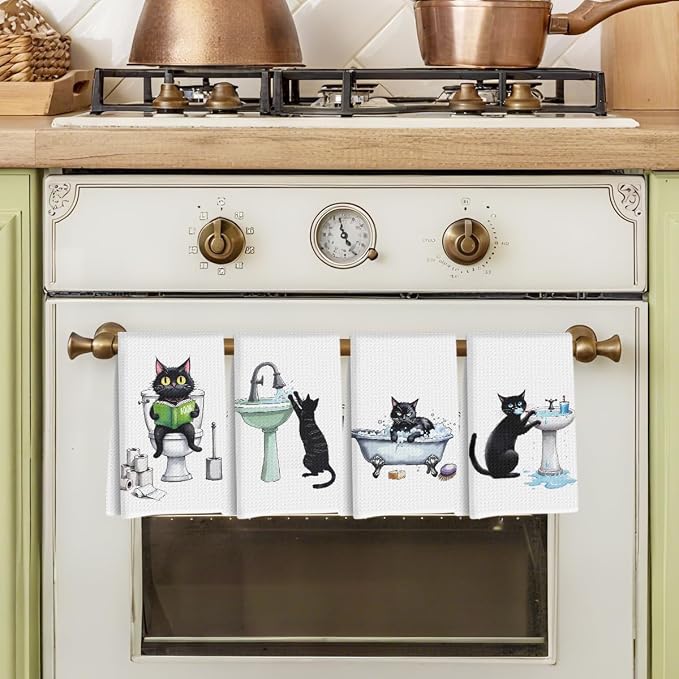 Hanamiya Na 4 Pcs Funny Cat Hand Towel - Image 4