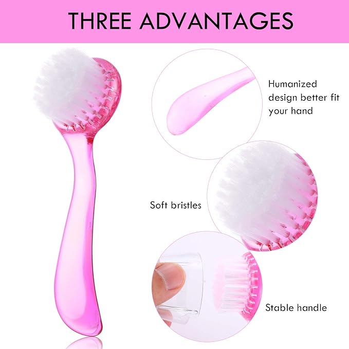 3 Pieces Facial Cleansing Brush Acrylic Handle Face Scrubbers Soft Bristle - Image 7