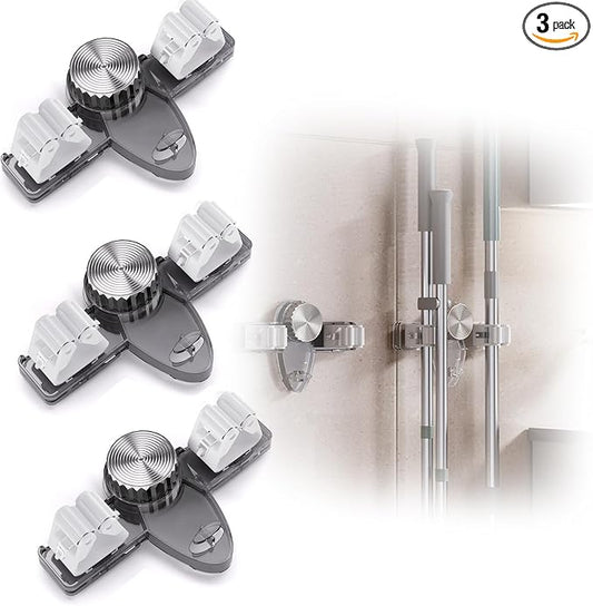 3 Pcs Wall Mounted Broom and Mop Holder Powerful Suction Cups Heavy Duty Garden by PWMENLK