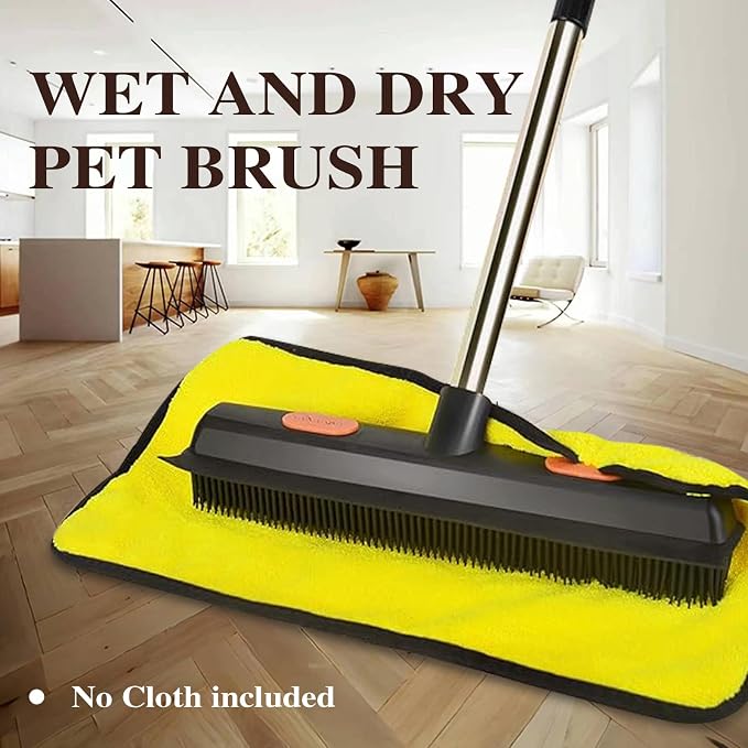 Pet Rubber Broom with 49inch Long Handle, Portable Detailing Lint Remover - Image 4