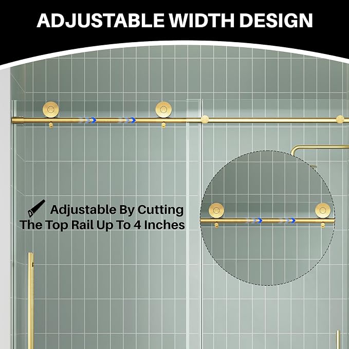 WinZo Frameless Shower Door 56-60 in W x 75 in H, Sliding Shower Door - Image 5