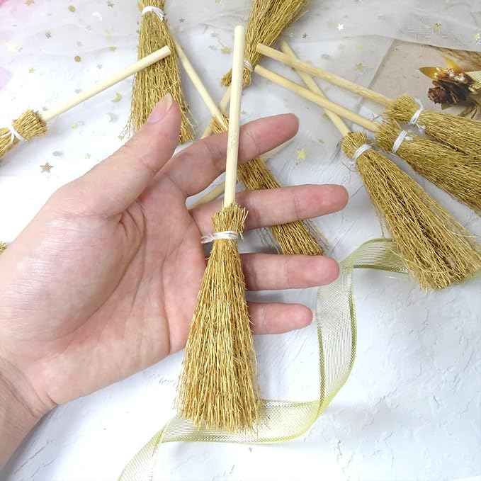Honbay 10PCS Miniature Artificial Mini Straw Brooms - Image 3