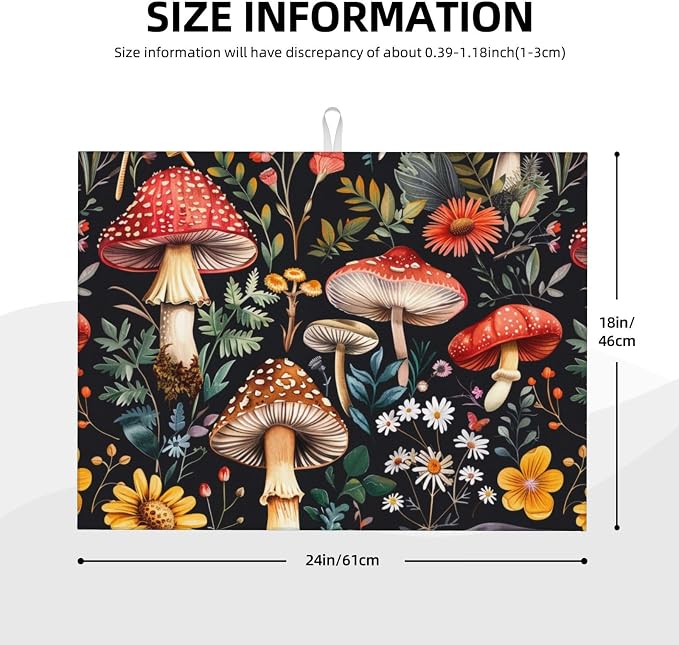 Forest Floral Mushroom Dish Drying Mat - Image 3