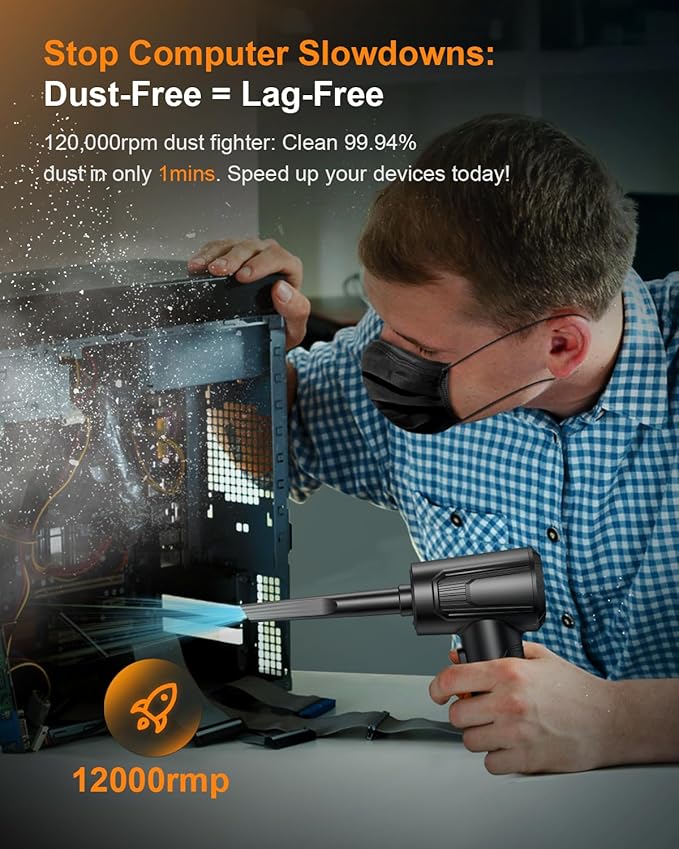 11-in-1 Compressed Air Duster-3-Gear Adjustable 120000 RPM Electric Air Duster - Image 2
