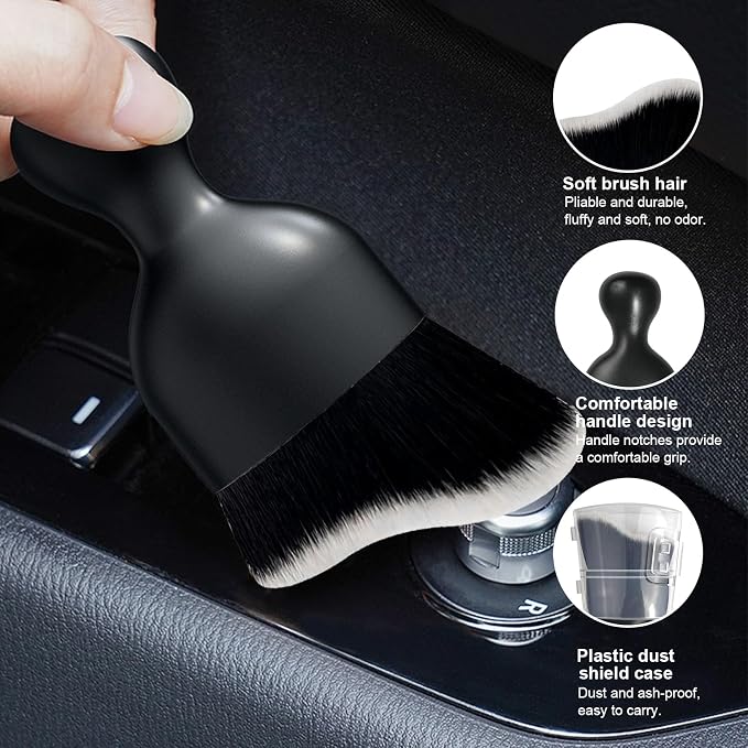 Ziciner 2 PCS Car Detailing Brush, Curved Soft Bristles Auto Removal Dust - Image 3
