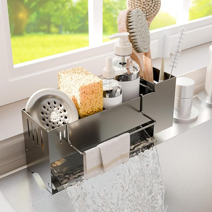 Sponge Holder for Kitchen Sink, Space-Saving Sink Caddy by Azevix