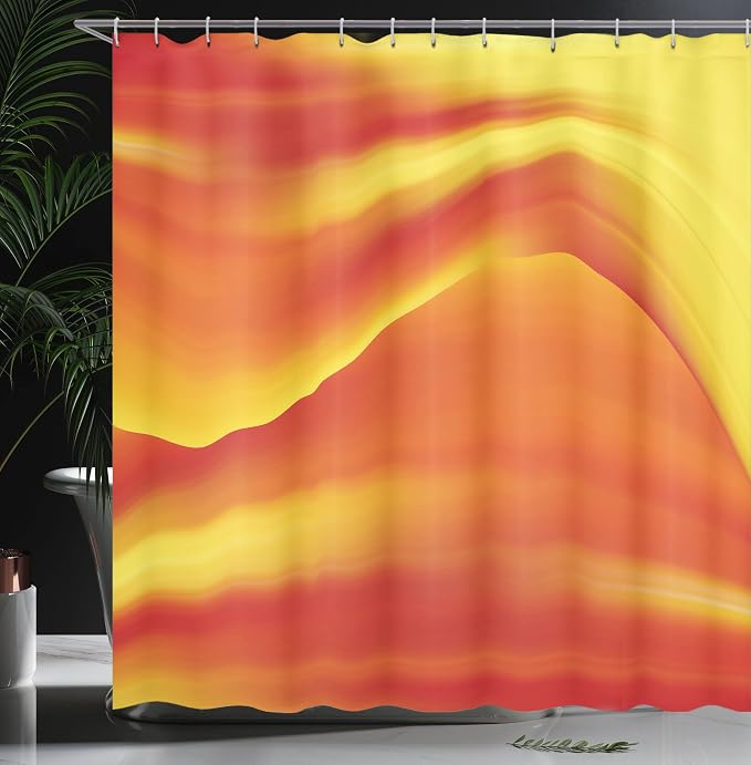 Ambesonne Orange Shower Curtain, Digital Waves - Image 3