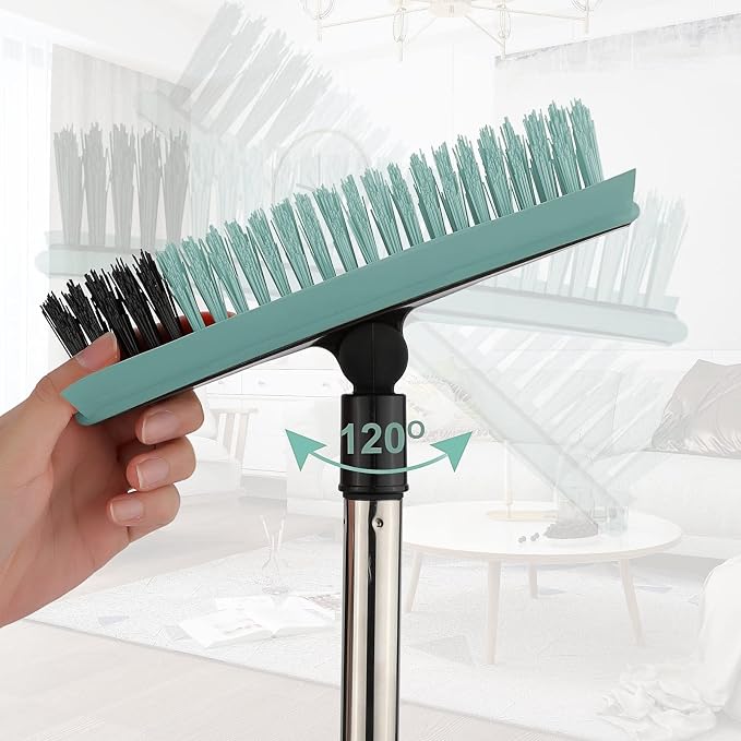 Grout Cleaner Brush with Long Handle, V-Shaped Floor Scrub Brush Swivel Grout - Image 7