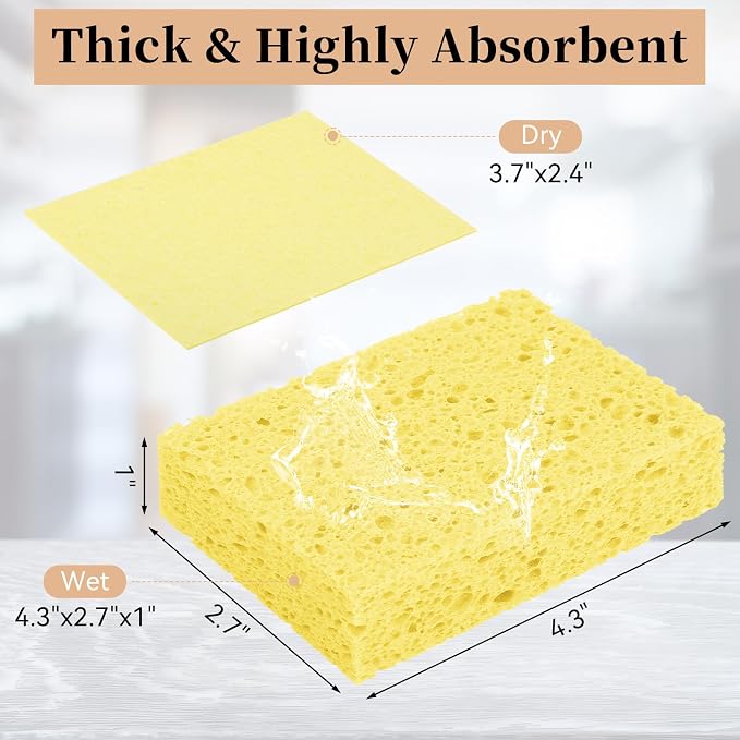 6 Pcs Kitchen Sponges for Dishes Cleaning, Non Scratch for Non Stick Cookware - Image 2