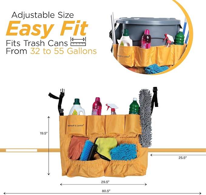 Trash Can Caddy Bag | Fits 32-55 Gallon Can | Brute & Uline Compatible | Heavy - Image 6