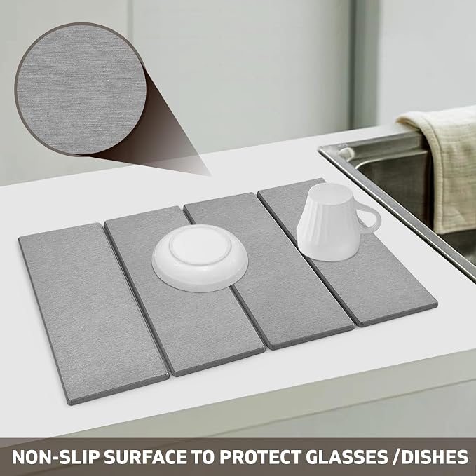 Large Stone Dish Drying Mat for Kitchen Counter, Dish Drying Mat, Fast - Image 3
