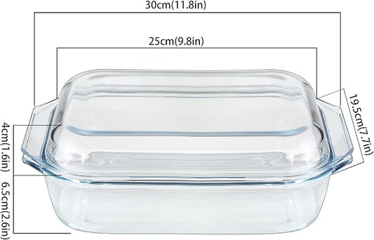 2QT Glass Casserole Dish with Lid, Tempered Glass Baking Dish - Image 2