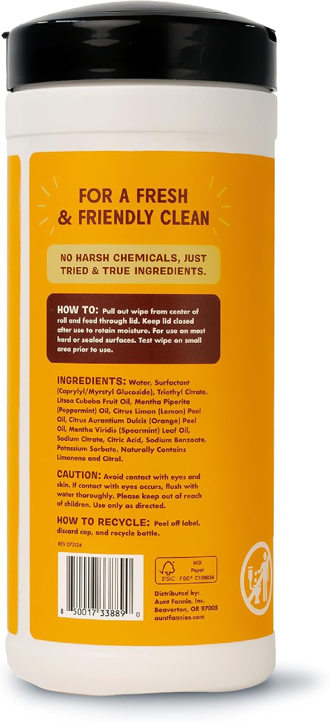 Aunt Fannie's Wood Surface Cleaning Wipes, and Floors, Lemon Scent - Image 7