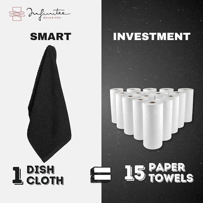 Infinitee Xclusives Premium Dish Cloth 100% Cotton 12 x 12 Inches |Pack of 4| - Image 6