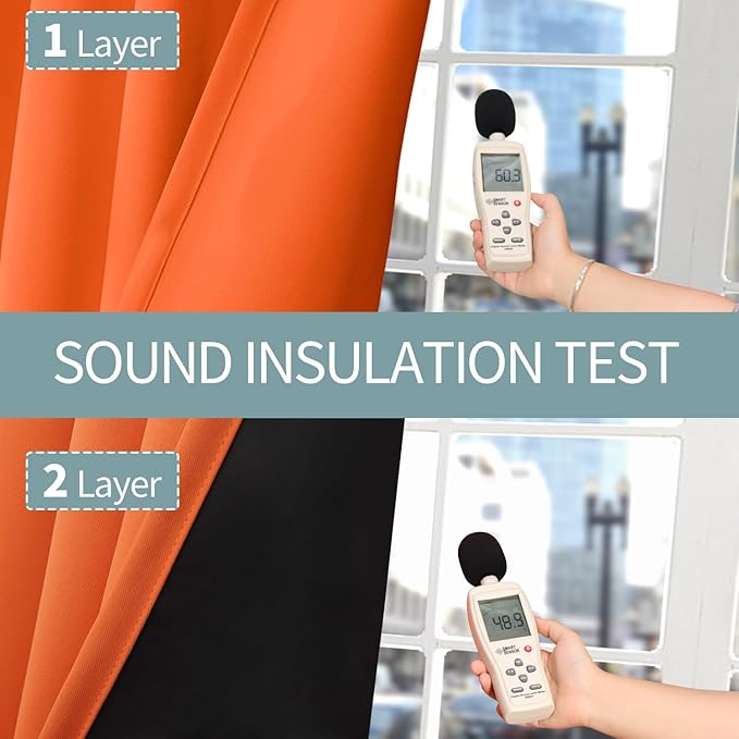BGment Burnt Orange 100% Blackout Curtains for Bedroom, Fall Full Room Darkening Noise Reducing Living Room Curtains 63 Inch Length, Thermal Insulated Rod Pocket Window Drapes 2 Panels, 52 Inch Wide