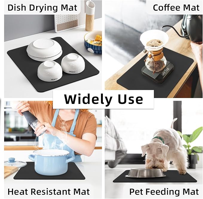 LOPNUR Kitchen Dish Drying Mat, Super Absorbent Dish Drying Pad, Diatomite - Image 7
