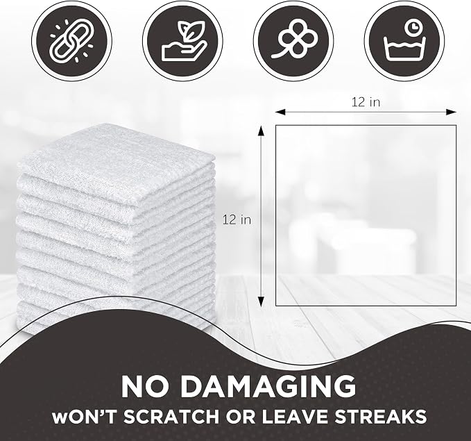 DecorRack 10 Pack 100% Cotton Wash Cloth, Luxurious Soft, 12 x 12 inch Ultra - Image 7