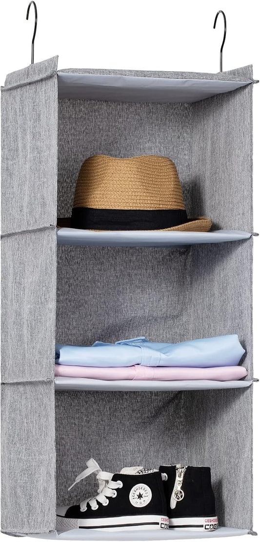 Hanging Closet Organizer, Easy Mount Collapsible 3-Shelf Camper Closet Wardrobe by DonYeco