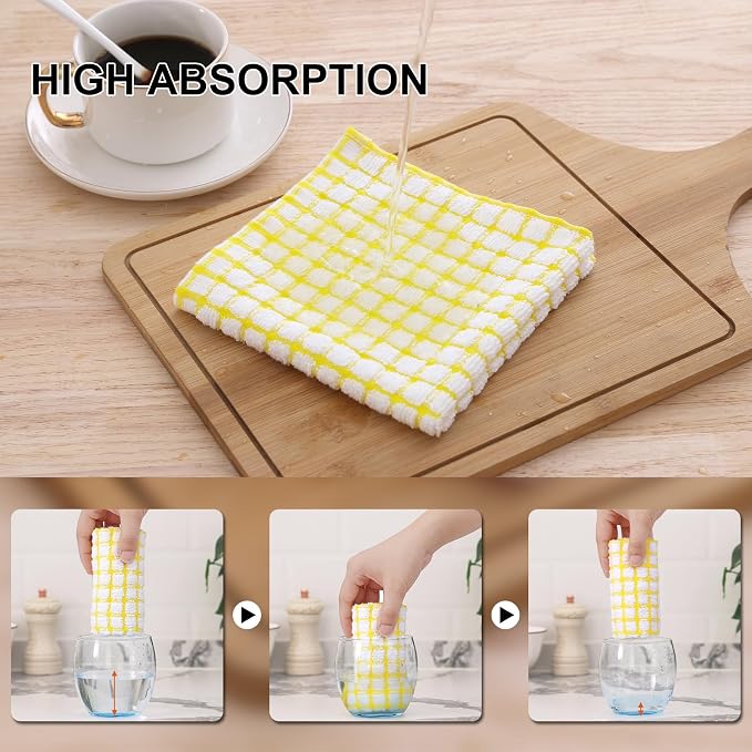 Kitinjoy Cotton 24 Pack Terry Kitchen Dish Cloths, 12 x 12 Inches Super Soft - Image 3