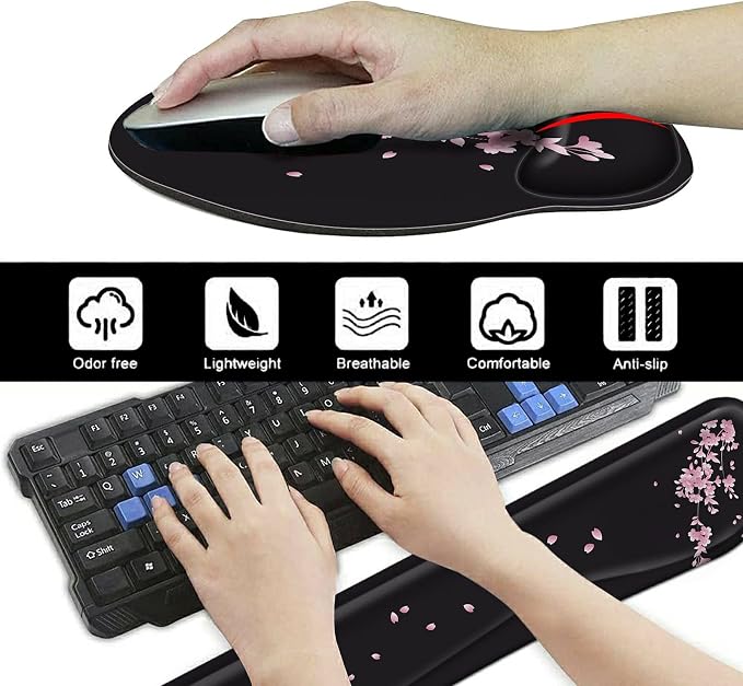 Wrist Rests for Keyboard and Mouse Support Gel Pad + Screen Cleaning Pad + - Image 8