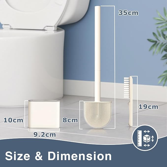 3 Pack Silicone Toilet Brushes & Holders– Includes 3 Crevice Brushes - Image 2