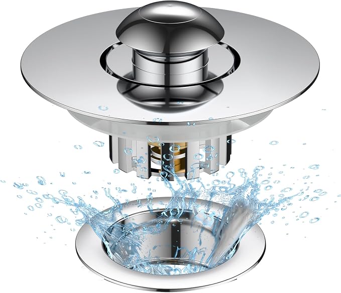 Universal Tub Stopper for Bathroom Sink & Bathtub Drain, 2-in-1 Pop Up Drain by PROFECTUS